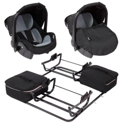 Babyschalenset mit Adapter für Sportduo grau Autositzschalen für Zwillinge