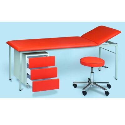 Untersuchungseinheit BUD-6265 Set aus Behandlungsliege, Unterfahrschrank und Drehhocker