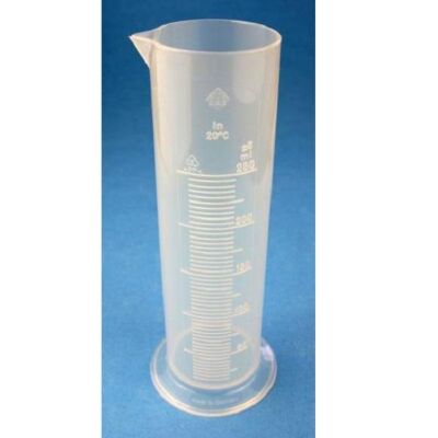 Messzylinder PP erhabene Skala niedere Form Rundfuß Messzylinder von Karl Hecht in verschiedenen Formen