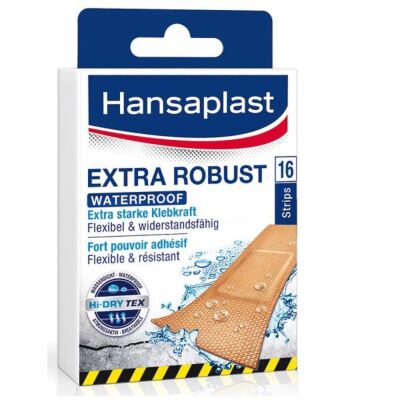 Hansaplast Extra Robust wasserfest 16 Strips Pflasterstreifen mit Wundauflage