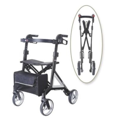 Rollator ALEVO silber mit Rückengurt und Tasche