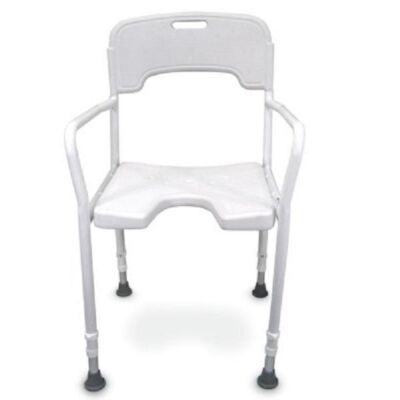 Duschstuhl DSR 130 mit Armlehnen und Ausschnitt