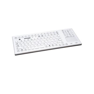 Wasserdichte Voll-Silikon-Tastatur mit Touch-, Numpad weiß Hygienetastatur TKG-107-IP68