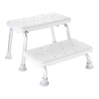 Zweistufenschemel Aluminium weiß 42 x 22,5 x 27 cm