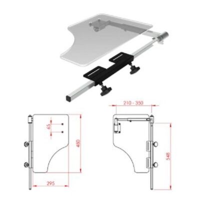 Halber Therapietisch 295 x 480 x 8 mm klappbar