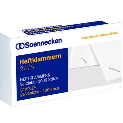 Heftklammern 24/6 Stahl verzinkt 1000 Stück Tackerklammern von Soennecken