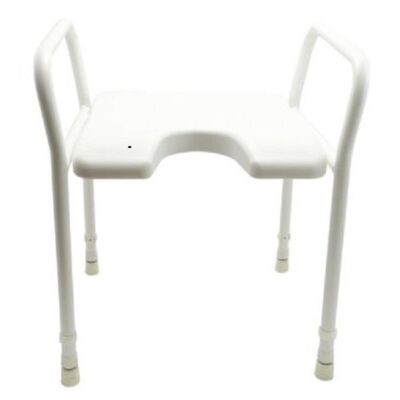 Duschstuhl mit Hygieneausschnitt und Armlehne