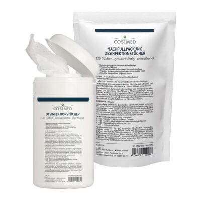 Desinfektionstücher 120 Stück Wipes von cosiMed zur Flächendesinfektion