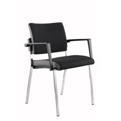 Besucherstuhl 4-Fuß mit Ziernaht 2 Stück schwarz