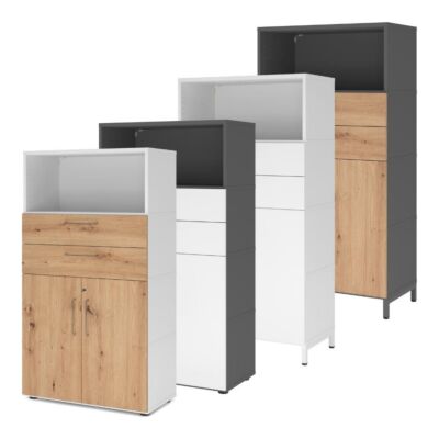 Flexwall Kombischrank mit Türen, Schubladen, 4 OH