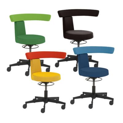 Funktionsdrehstuhl Kunstleder Fußkreuz schwarz Ergonomischer Arbeitshocker