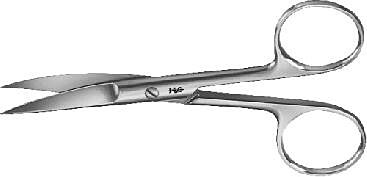 Chirurgische Schere gebogen spitz/spitz 145 mm