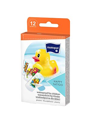 Kinderpflaster Strips Happy Tattoo 12 Stück 12 Kinderpflaster mit lustigen Motiven