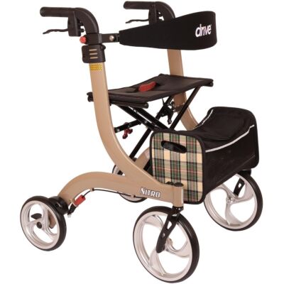 Premium Rollator NITRO mit Stockhalter, Größe L champagner