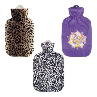 Motivbezug mit Wärmflasche Bezüge in Fell- und Blumenoptik