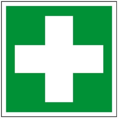 Hinweisschild Kreuz grün/weiß 15x15cm, 1 Stück PVC-Folie