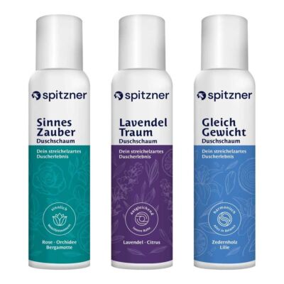 Duschschaumset Entspannung, 3 Spenderflaschen 150 ml Lavendel, Gleichgewicht, Sinneszauber