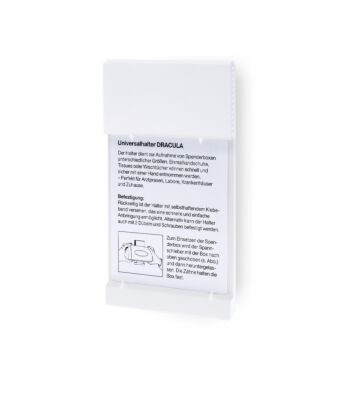 Klemmhalterung für Handschuhboxen PS-Kunststoff Weiße Wandhalterung aus Polystyrol