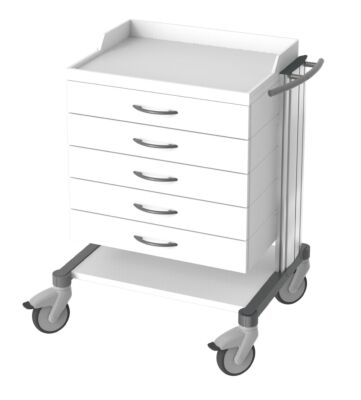 swingo-clinic 60 Narkosewagen Dekorstreifen und Griff grau Der profilstarke und robuste Gerätewagen